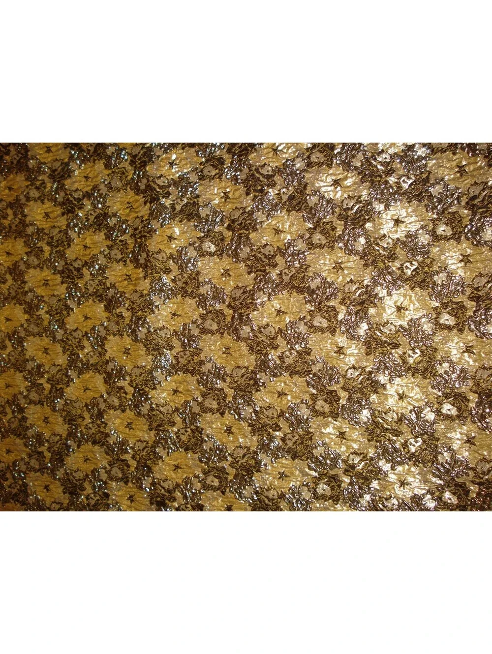 Over 5 Yards of Vintage Gold & Black Metallic Floral Print Brocade Lame Organza